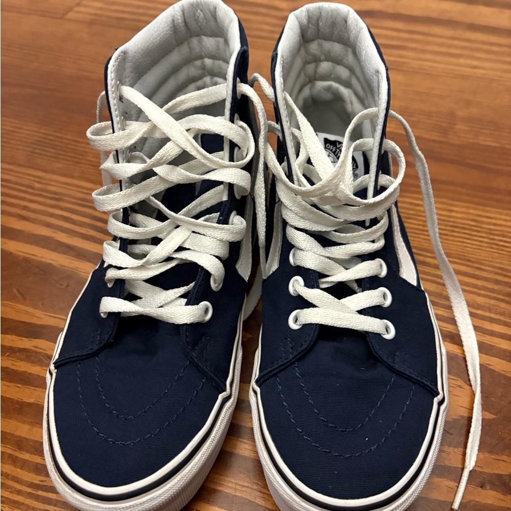 Navy VANS High-Top Sneakers with White Laces